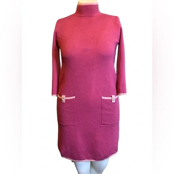 Fate Anthropologie Pink Knit Mock Turtleneck Sweater Dress Women's Size S